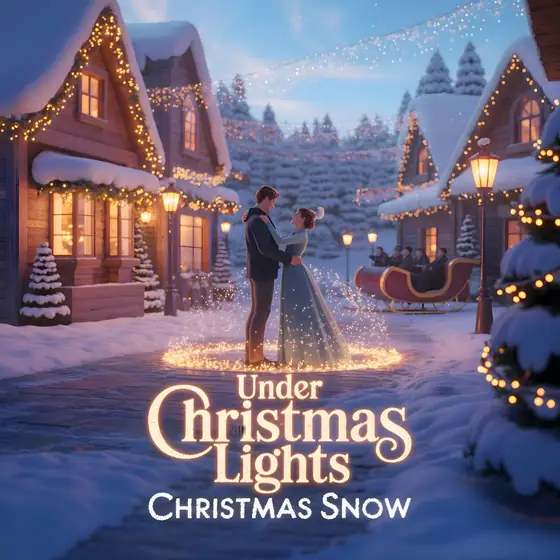 Under Christmas lights